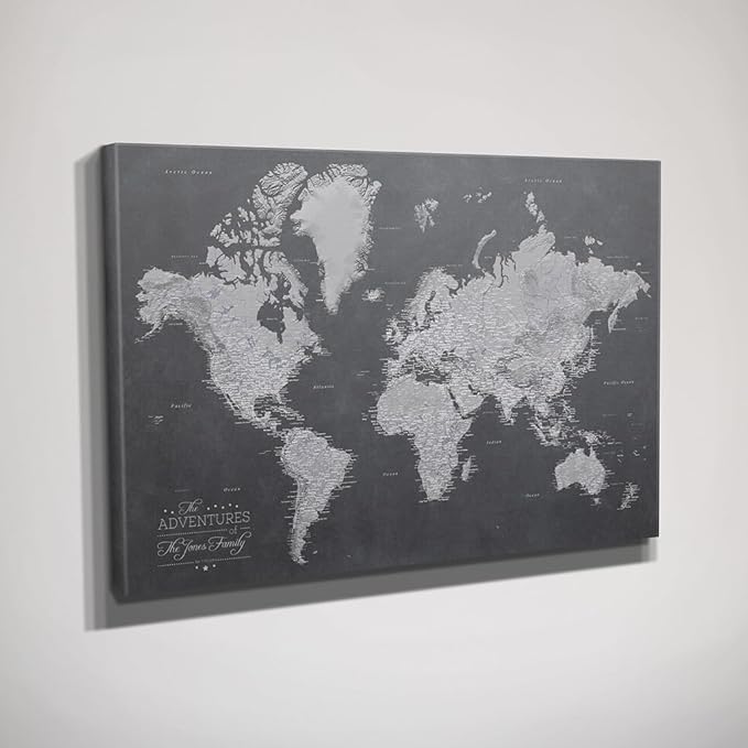 Gallery Wrapped - Stormy Dreams World Push Pin Travel Map with pins