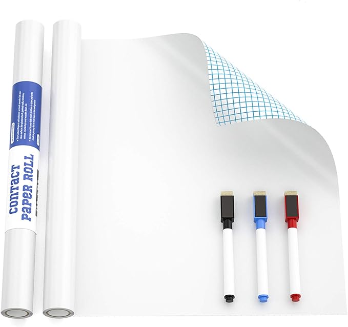 Nicpro Dry Erase Whiteboard Sticker Wall Decor, 17.7" X 78.7"(6.5 ft) Self-Adhesive White Board Peel Stick Paper with 3 Color Pen for School, Classroom, Office, Home, Kids Drawing Must Have Suppliers