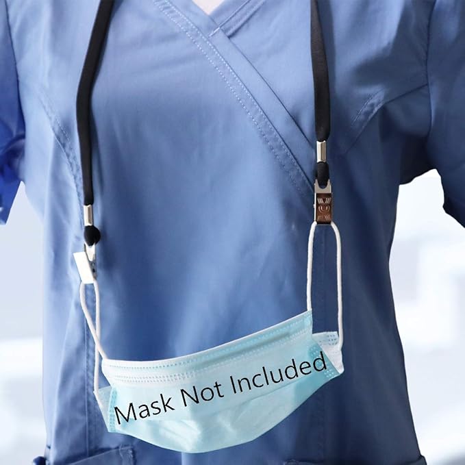 25 Pack - Face Mask Lanyards - Premium Comfortable Neck Straps for Tickets, Badge Holders - Twist Free 2 Hook Design (1 on Each End) for Special Event Badges, Credentials and Ticket Holders (Black)