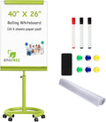 TSJ OFFICE Mobile Whiteboard Magnetic - 40 x 26 Inches Dry Erase Board on Wheel with Stand Flipchart Easel Height Adjustable,Green