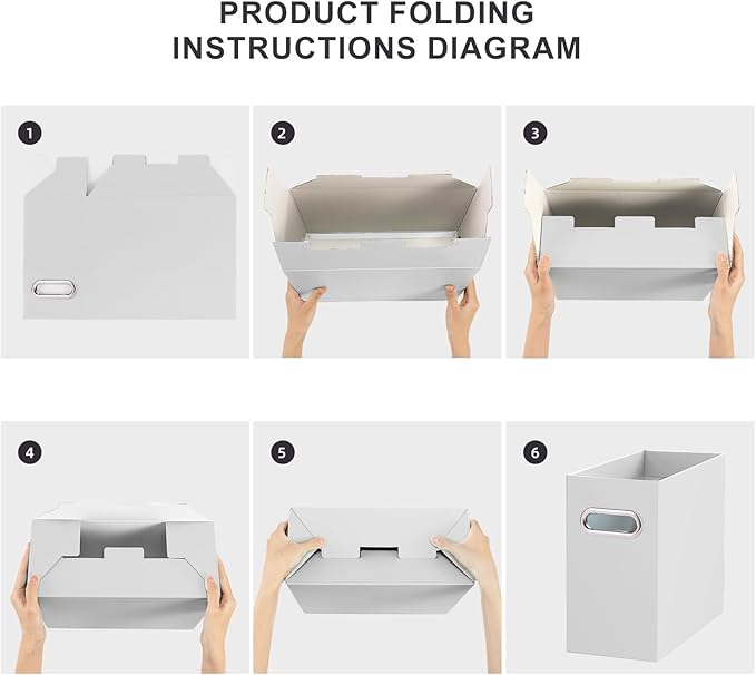 Oterri Cardboard File Organizer Box for Hanging File Folders Letter Size,File Box for Computer Desk,File Cabinet,Working Home,Office,Classroom (Grey, Letter Size - 6 Packs)