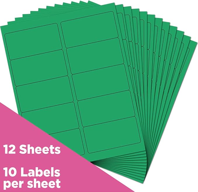 JAM PAPER Shipping Address Labels - Standard Mailing - 2 x 4 - Green - 120/Pack