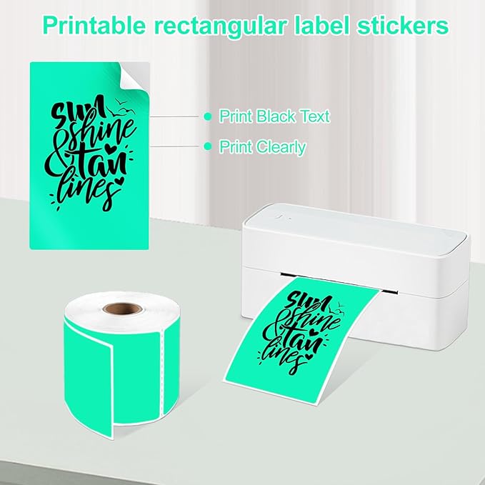 YOULAISHI 3 x 5 inch Home Moving Box Labels for Storage Bins 300pcs Colored Blank Label Sticker for Shipping Thermal Printer Color Coding Rectangle Moving Labels for Packing Boxes,Watercolor Green