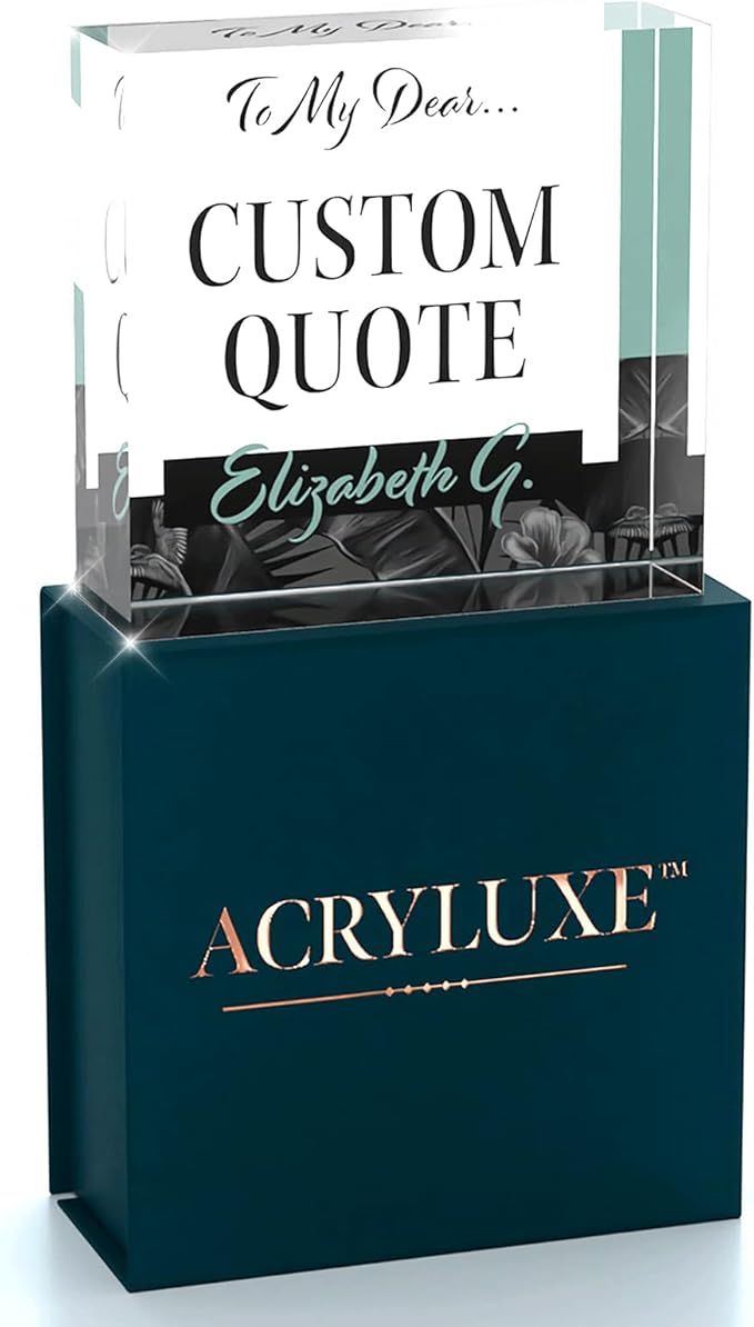 Custom Acrylic Sign Personalized, Custom Desk Name Plate, 18 Styles, (4"x4"), With Gift Box, USA Made by Acryluxe. (Holman)