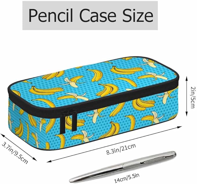 Banana Pencil Holder Bag Yellow Blue Dots Pencil Case College Office Organizer for Teens Adults