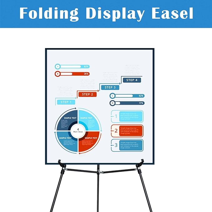 Falling in Art 66" Aluminum Display Easel Stand, Presentation Stand with Adjustable Height for Signs, Posters, and Whiteboards, Black 6 Pack