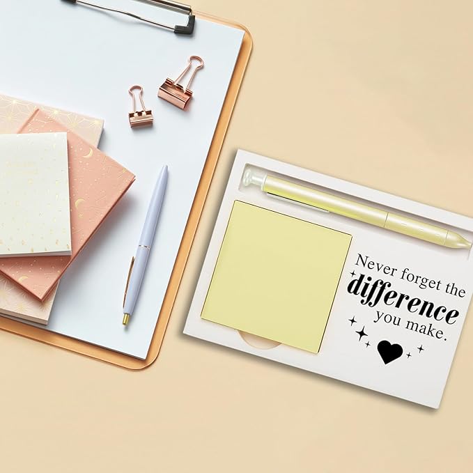 Never Forget The Difference You Make Sticky Note Holder, Thank You Appreciation Gift for Friends Midwife Team Nurse Colleagues Mentor Work Friend Teacher Wood Self-Stick Note Pad Holders ZBA9