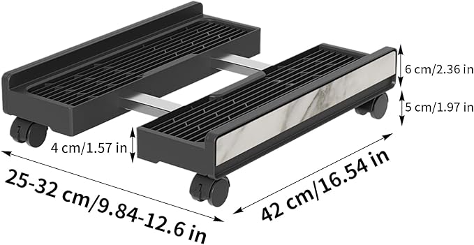 PC Case Stand - Adjustable Portable Shelf | Adjustable Computer Tower Stand with Brake Wheels, Portable Under-Desk Shelf for Laptops, Printers, Monitors, Game Setups, Office, and Floor Storage