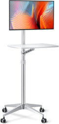 viozon Mobile Desk,Mobile Workstation,Mulitiuse Rolling Laptop Floor Stand,34"-48.6" Height Adjustable,Compatible with 17"-27"Monitor&12"-17"Laptop,21"×14" Desk Board,Maxload 17.6lbs,4 Lockable Wheels
