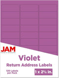 JAM PAPER Return Address Labels - Standard Mailing - 1 x 2 5/8 - Violet - 120 Shipping Labels/Pack