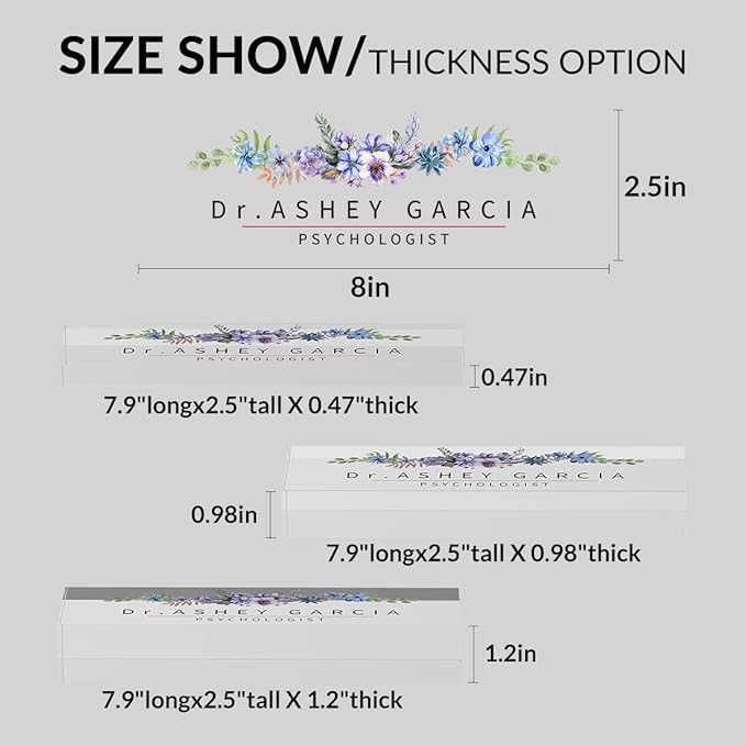 Office Desk Name Plate Personalized, Custom Acrylic Desk Name Plate Ideal/Meaningful Office Decor for Coworkers, Boss, Employee Appreciation Gift for Women & Men(Watercolor Flowers)