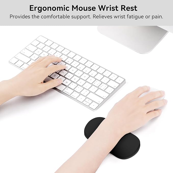 MOSISO Wrist Rest Silicone Ergonomic Air Cushion Mouse Support Pad, Keyboard Mouse Wrist Support for Typing, Gaming Pain Relief Pad Wrist Cushion for Computer, Laptop, Home & Office, Black