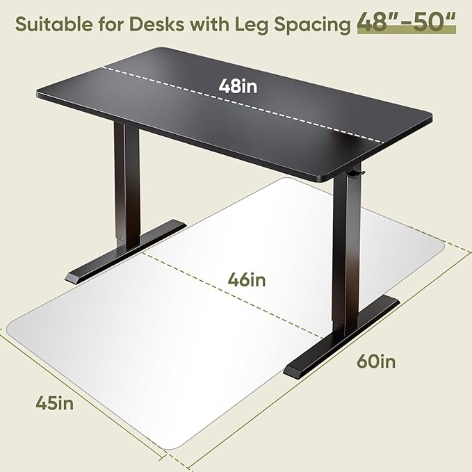 Furnbar Office Chair Mat for Carpet & Hardwood, Upgraded 45" x 60" Tempered Glass Chair Mat for Office Home, with 4 Anti-Slip Pads