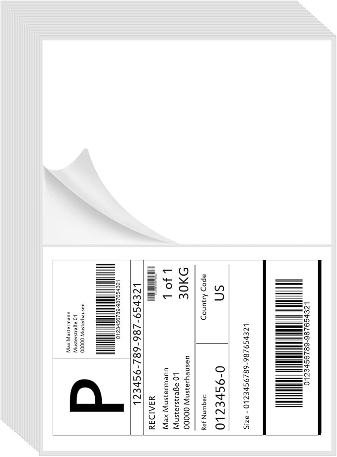 InpourPack 1000 Half Sheet Self Adhesive Shipping Labels, 8.5" x 5.5" Address Labels Laser/Ink Jet White Blank Shipping Stickers(500 Sheets)