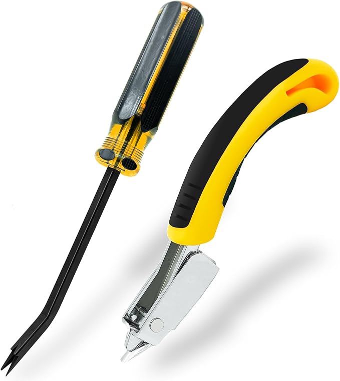 VERCCA Staple Remover Tool, Heavy Duty Upholstery Tool Staple Puller with Double Pronged Head Nail Remover for Furniture Wood Floor Carton Carpet 2pcs