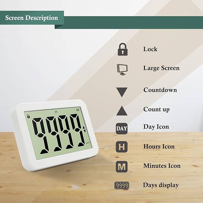 Digital Countdown Days Timer 9999-Days Electronic Timer for Vacation Retirement Wedding Lab, Large Display for Classroom Graduation,Study Fitness Count Down