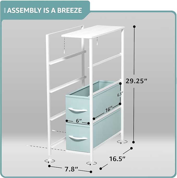 Sorbus Kids Narrow Dresser with 4 Drawers - Vertical Slim Storage Chest of Drawers with Steel Frame, Wood Top & Easy Pull Fabric Bins for Small Spaces, Closets, Bedroom, Bathroom & Laundry