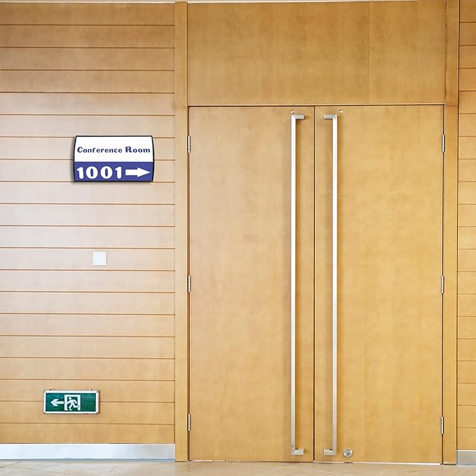 Set of 5 –Sturdy & Elegant Black Aluminum Wall Mount Name Plate Holder, Office Business Door Curved Sign Holder with Adhesive Tape, 8” X 4” - Plastic Film Included, Paper Inserts NOT Included