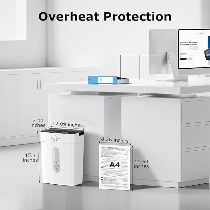 Bonsen 10-Sheet Cross Cut Paper Shredder for Home Office, P-4, Portable Handle, 4 Gallons Bin, Paper and Credit Card Shredder, White (S3201-W New Version)