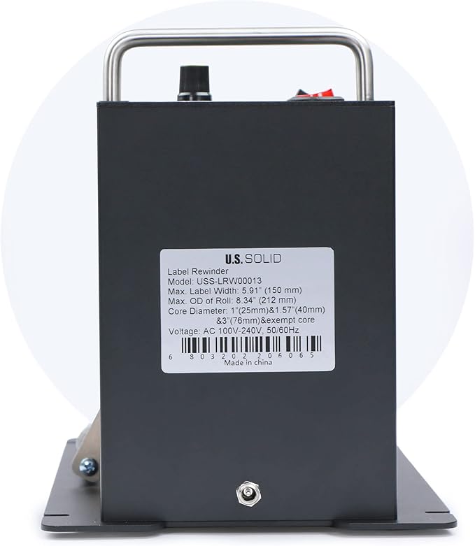 U.S. Solid Automatic Label Rewinder Machine, 1"/1.5"/3" Core Holder, Max Label Width 5.91", Bidirectional Rewinding