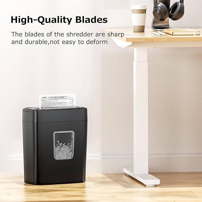 Bonsaii Paper Shredder, 8-Sheet Crosscut Home Office Shredder with 4.2 Gallon Bin, P-4 Security Level Document Shredder Shred Credit Card/Mail/Staple/Clip (C261-C Updated)