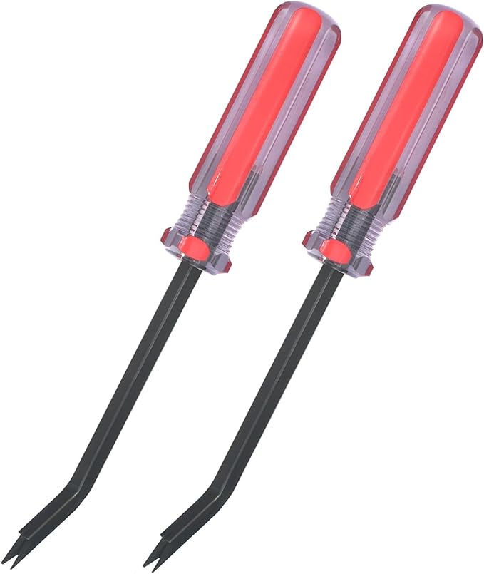 Heavy Duty Staple Remover with Double Pronged Head, Tack Puller Industrial Upholstery Staple Remover for Carpet Furniture Floor Carton (2 Pack)