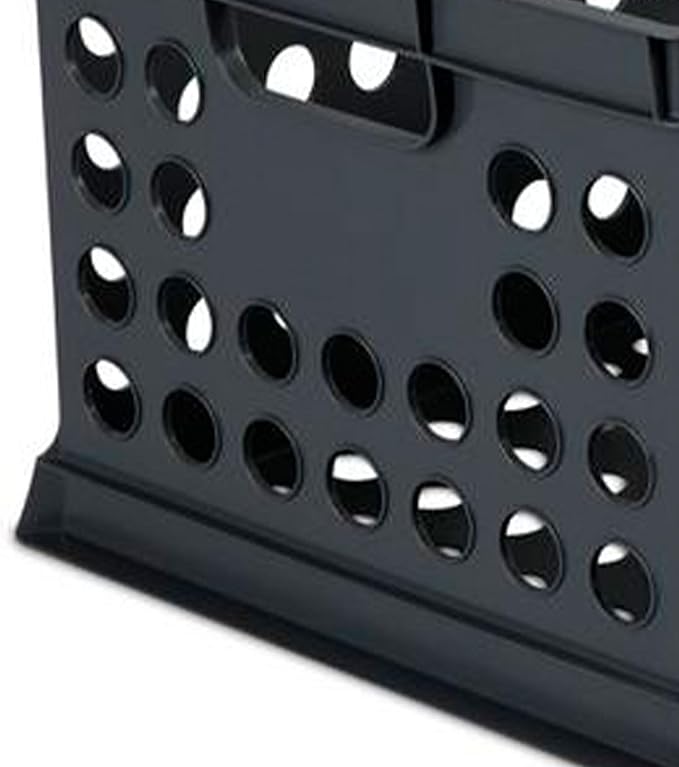 Sterilite Stackable Plastic Storage Crate Bin Organizer File Box with Handles for Home, Office, Dorm, Garage, or Utility Organization, Black, 18-Pack