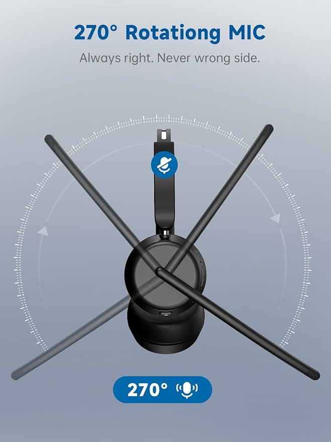 SEJJ Wireless Headset with Mic for Work, Bluetooth 5.4 Headphones with AI Noise-Canceling Mic for Clear Calls, Wireless Headsets with Mic Mute & USB A/C Dongle for PC, Computer, Laptop, Black