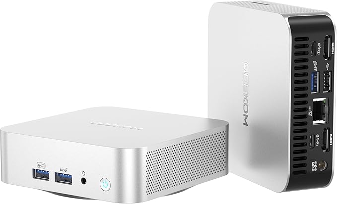 GEEKOM A6 Mini PC with AMD Ryzen 7 6800H, 16GB DDR5 RAM(Upgradable, Not LPDDR) 512GB NVMe SSD, Compact Aluminium Design Windows 11 Desktop Computer for Home/Business, USB4/8K/Wi-Fi 6E/BT 5.2/SD Slot
