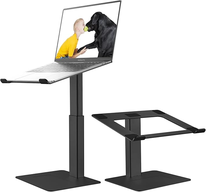 Laptop Stand for Desk, Ergonomic Aluminum Laptop Stand Adjustable Height from 7-15", Sitting and Standing Laptop Riser for 10-17" Notebook (Black)