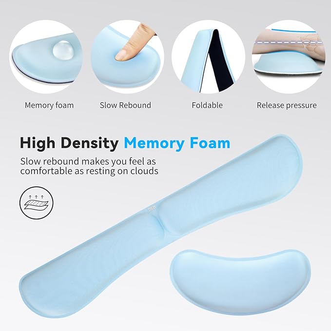 ZIBLY Wrist Rest Keyboard and Mouse Set - Non Slip Ergonomic Wrist Cushion Support Pad - Easy Typing,Pain Relief – Premium Silky Gel Memory Foam for Work from Home Gaming Computer Laptop
