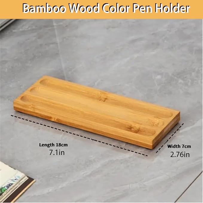 Pen holder Organizer of Office desks,Walnut Desk Pen Stand,Wave Pen TrayOffice Accessory,Teacher Gifts,Suitable for School,Home,Office Desktop Art Accessories (Log-3 Grid)