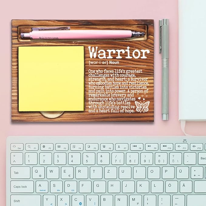 Gift for Cancer Warrior, Cancer Support Encouragement Gifts Her, Gift for Cancer Patient, Breast Cancer Gifts for Her, Warrior Gift for Cancer Survivors Self-Stick Note Pad Holders-DW36