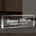 Personalized Desk Name Plate, Custom Acrylic Glass Name Plates for Desks, Office Desk Decor Nameplate, Desk Accessories, Teacher Boss Coworkers Employee Appreciation Gift (Engraved Flower 1)