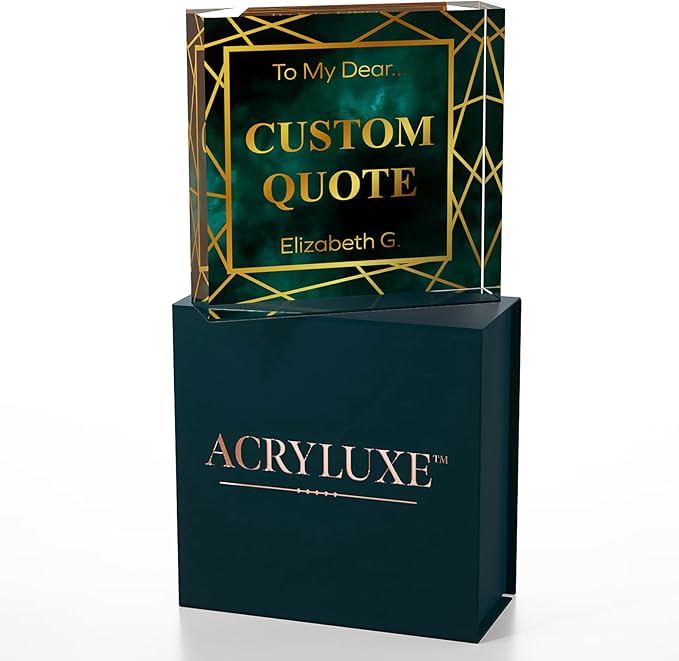 Personalized Gifts, Custom Quote Block Letter Board,Crystal-Clear Acrylic with Gift Box,17 Styles, Holiday and Christmas Gift for Mom, Dad, Girlfriend, Him or Her, Husband, Wife (4"x4, Affluent)
