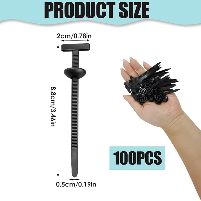 100 Pcs Nylon Universal Cable Tie Buckle, Self-Locking Zip Tie Clips with Pin & Button Design, UV Resistant Plastic Cable Tie Buckle Fasteners for Auto Car Body Repair, Home & DIY Use