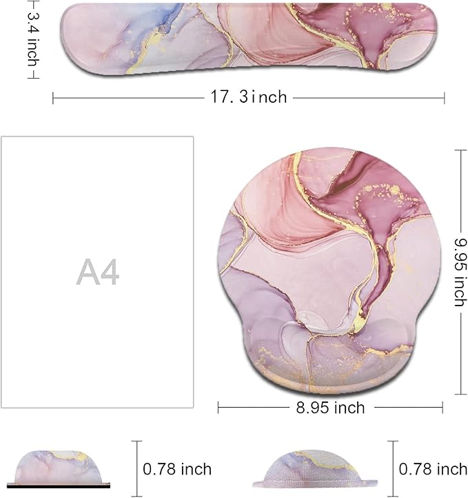 LATEEFAH Mouse Pad with Wrist Rest, 3-in-1 Gaming Mouse Pad, Keyboard Wrist Rest, Ergonomic Memory Foam Mousepad with Wrist Support for Computer Keyboard