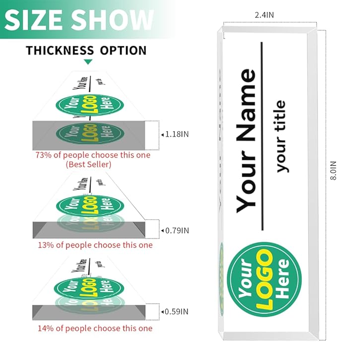 Name Plate for Desk Personalized | Office Gifts | Office Decorations for Work | Custom Your Logo Name Plates for Desks | Desk Decorations for Women Office or Occasion Gift(Logo)