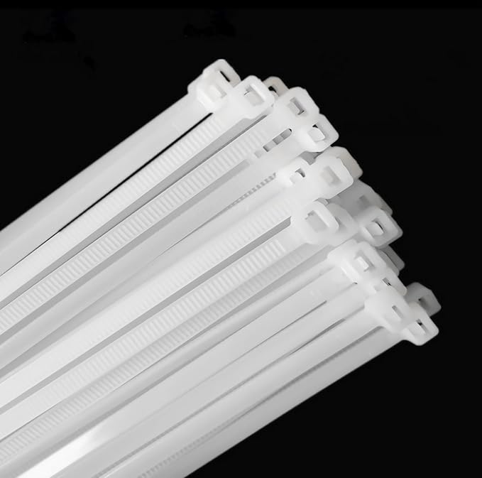 18 Inch Heavy Duty Cable Ties - 60lb Tensile Strength, Weather Resistant Outdoor White Zip Ties (100 Pack)