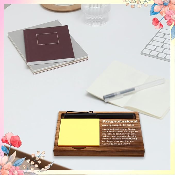 FOUGSTA Appreciation Gifts for Paraprofessional, Inspirational Office Decor Gifts for Paraprofessional,Wooden Sticky Note Holder With Inspirational Quotes,16.5 x 12 x 1.5 cm,XXN37