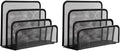 wishacc Folder Holder Desk, 2 Pack Mail Organizer Letter Holder for Desk Metal Mesh with 3 Vertical Upright Compartments