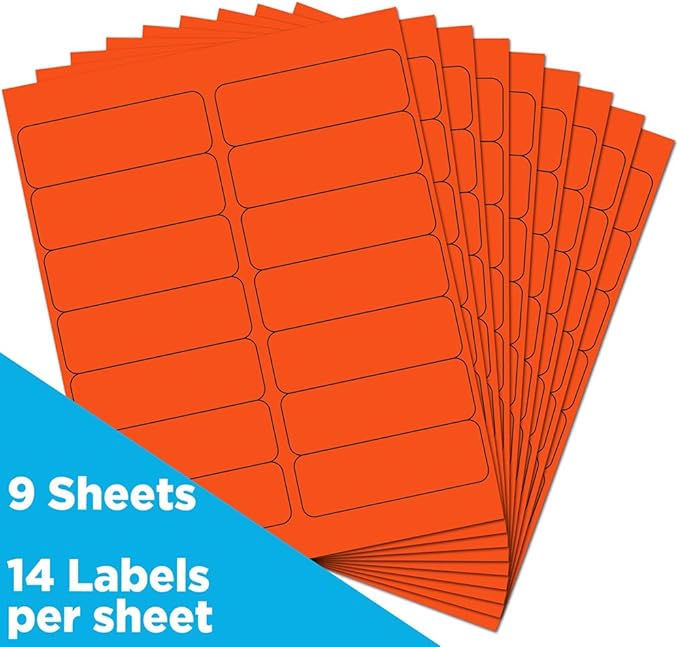 JAM PAPER Shipping Address Labels - Rectangular - 1 1/3 x 4 - Neon Deep Red/Orange - 126/pack