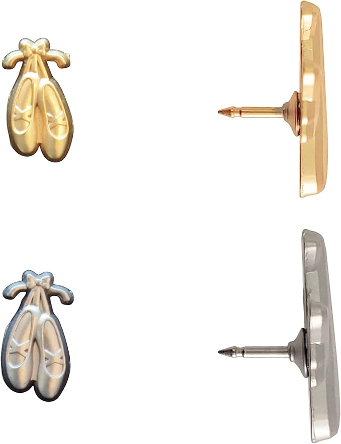 Ballet Slipper Push Pins - Gold Ballet Slippers Map Pins for Cork Boards, Maps, or Lapel Use - Designed in USA - Set of 10