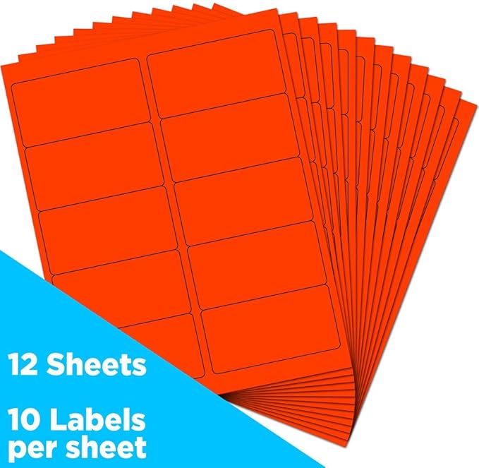 JAM PAPER Shipping Address Labels - Standard Mailing - 2 x 4 - Neon Orange/Fluorescent Red - 120/Pack