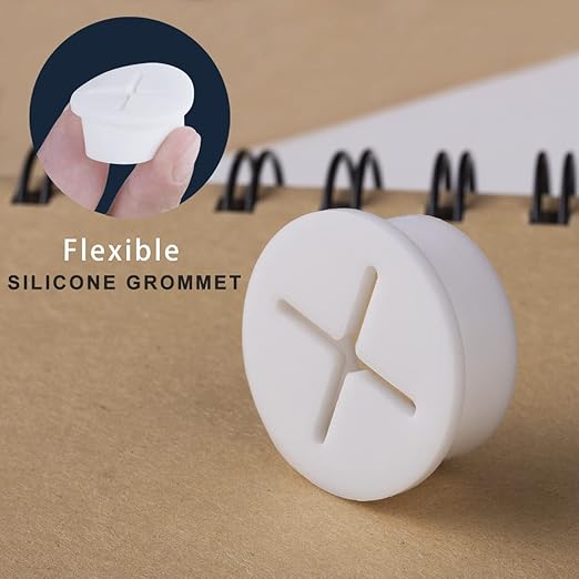 2 PCS Cable Grommet Made of Flexible Silicone 1 Inch Desk Grommets for Table and Other Furnitures Hole Cover Cord or Wire Pass Through White Color