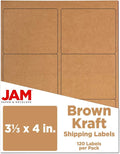 JAM PAPER Shipping Address Labels - Large - 3 1/3 x 4 - Brown Kraft - 120/Pack