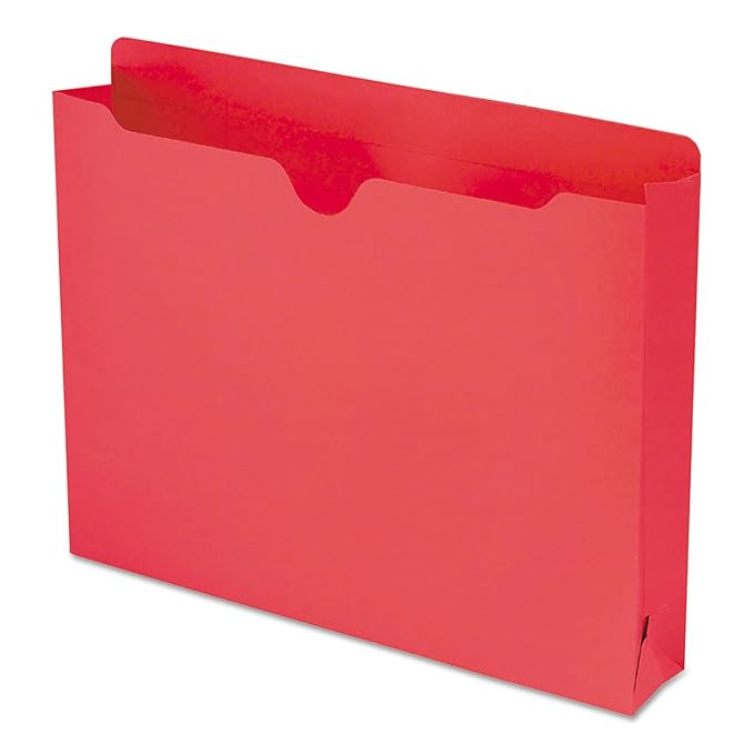 Smead File Jacket, Reinforced Straight-Cut Tab, 2" Expansion, Letter Size, Red, 50 per Box (75569)