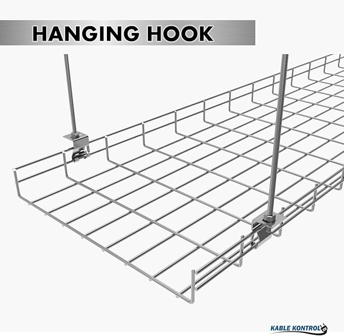 Kable Kontrol Stainless Steel Hanging Hook – Ceiling and Hanging Hardware - Wire Mesh Tray Cable Management Rack Cable Basket, NEC Approved for Network, Fiber Optic, Cabling Accessory