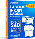 2 1/3" X 3 3/8" Matte White Printable Labels for Inkjet and Laser Printers - 30 Sheets, 240 Custom Stickers, Name Tags, Hello My Name is Stickers, Shipping Labels - Spartan Industrial Template R013