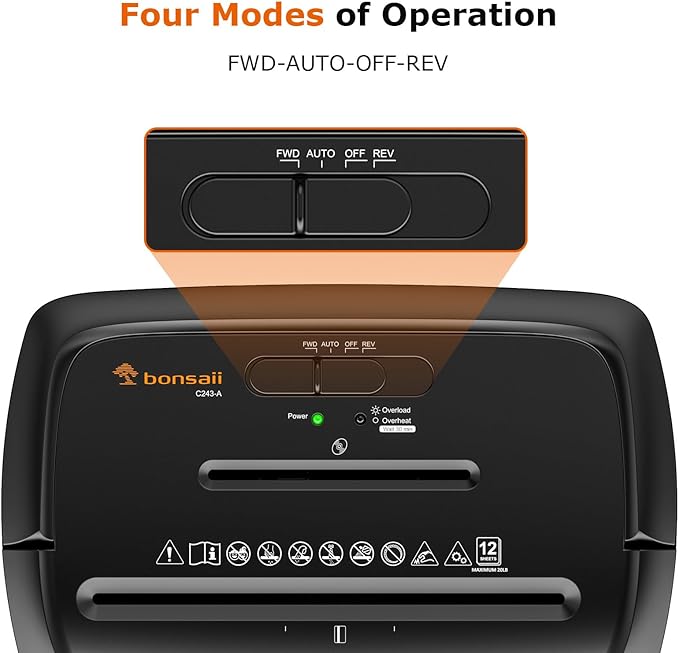 Bonsaii 14-Sheet Paper Shredder for Home Office Use, 10-Minute Cross Cut Shredder with 5.5 Gallons Bin, P-4 High Security Heavy Duty Office Shredder Shred CD/Credit Card